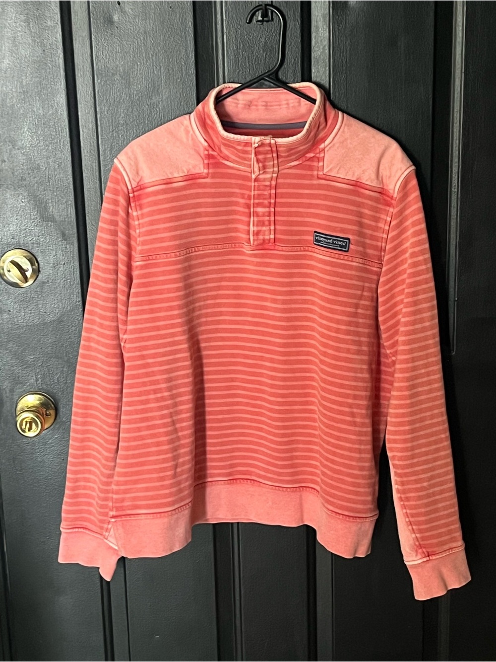 Vineyard Vines Kids Coral Striped Quarter-Zip Sweatshirt